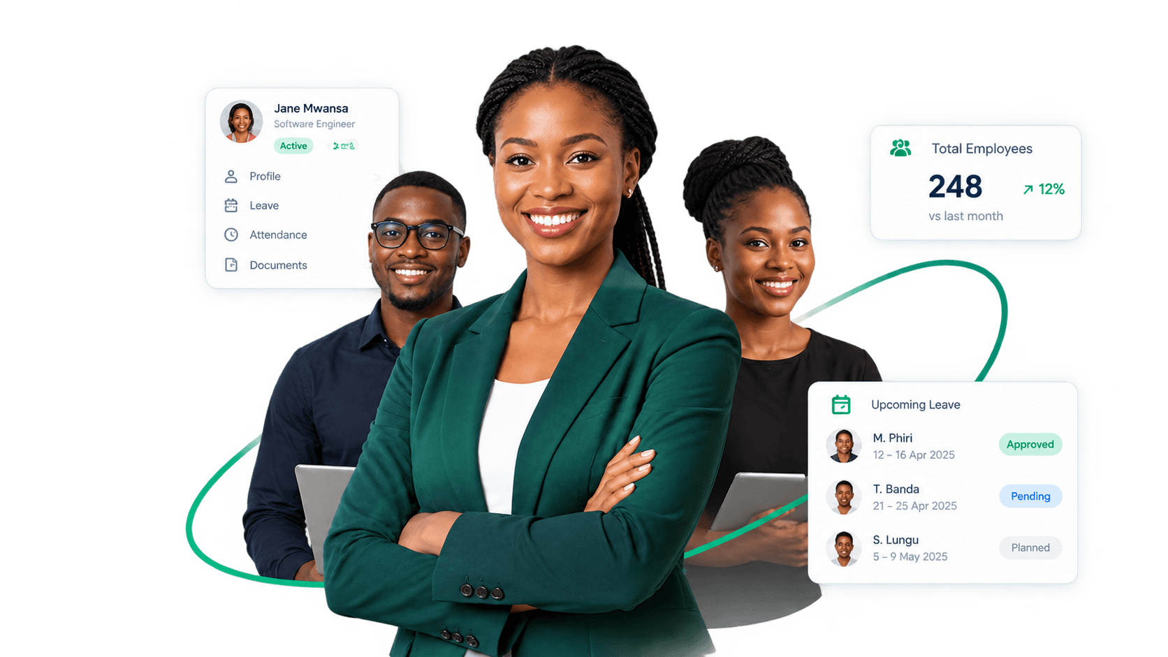 Depar HR workforce dashboard with a modern African team